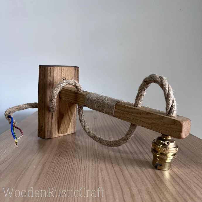 Handmade Rustic Oak Wall Sconce