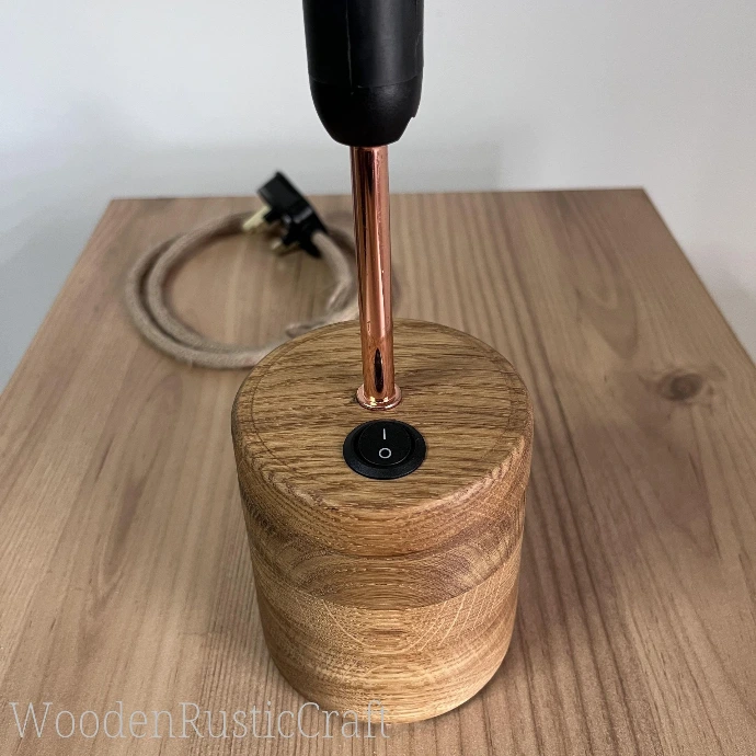 Handmade Turned Oak Table Lamp