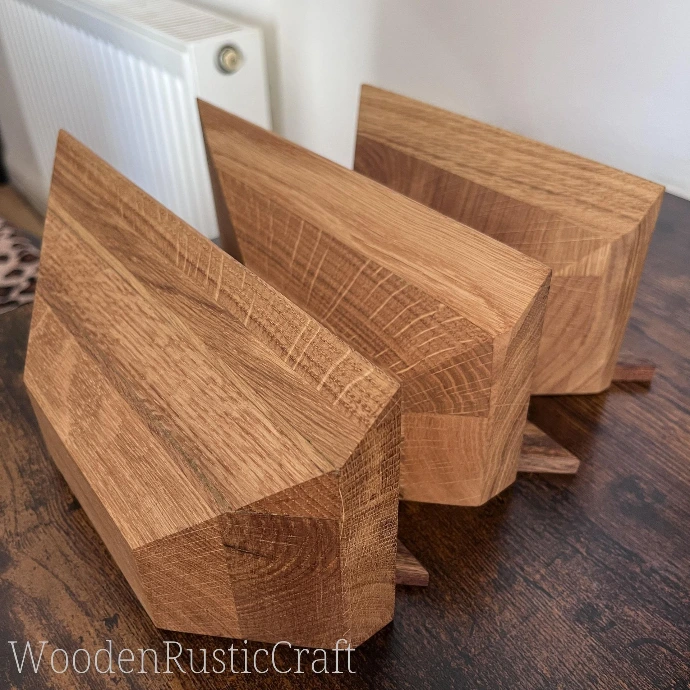 Set of 3 Solid Oak Wall Shelves