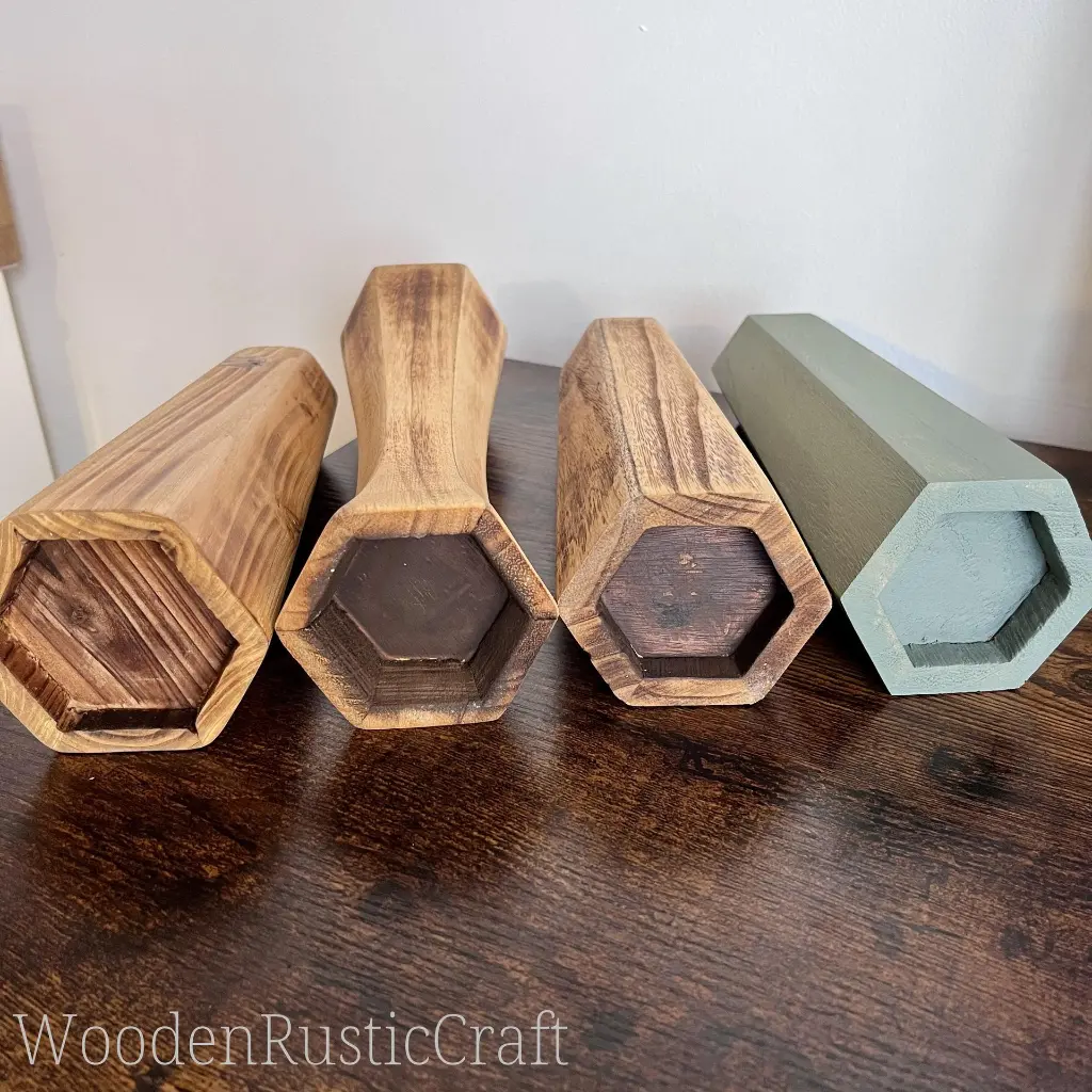 Handmade Geometric Wooden Vases - Set of 4