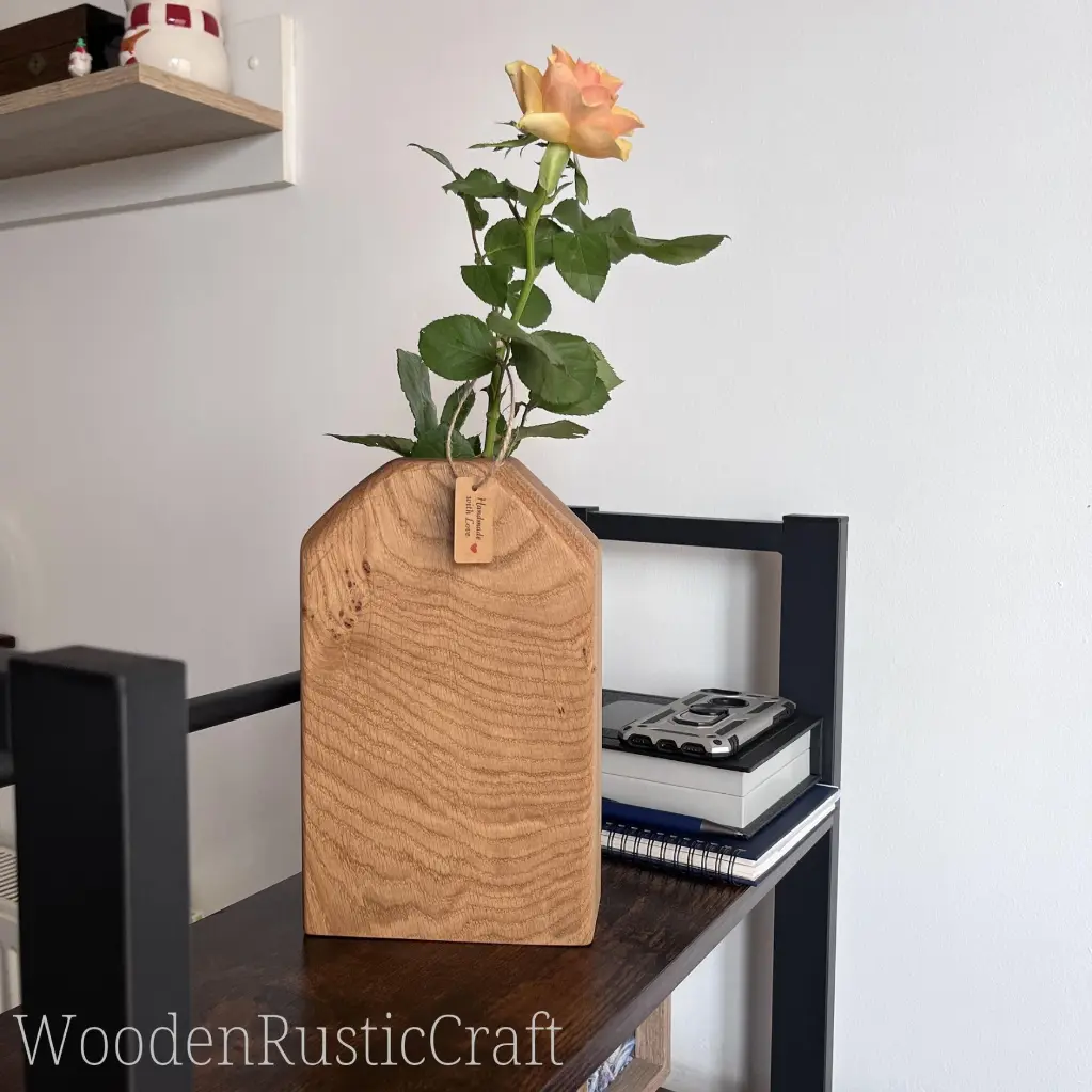 Hand Carved English Oak Bud Vase, 15.webp