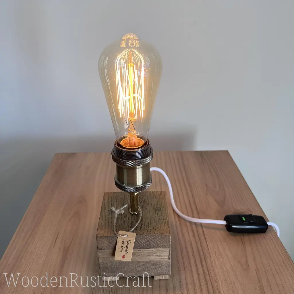 English Oak Table Lamp, Handmade Wooden-12.webp