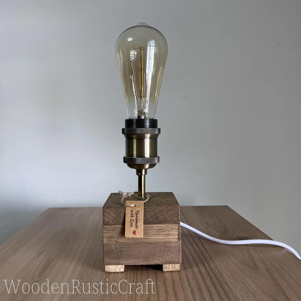 English Oak Table Lamp, Handmade Wooden-14.webp