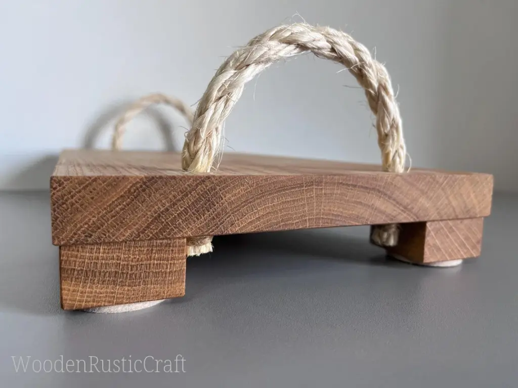 Handmade English Oak Serving Board with Rope Handles