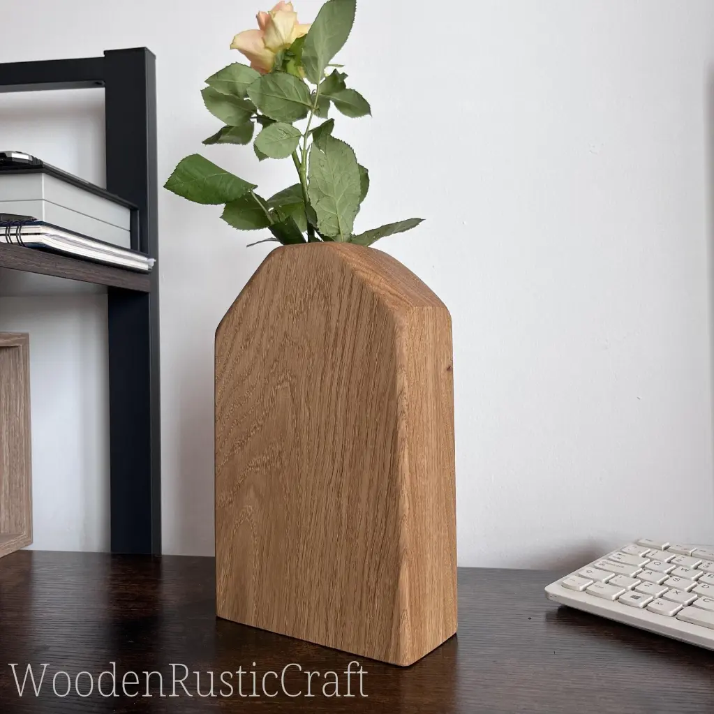 Hand Carved English Oak Bud Vase, 14.webp
