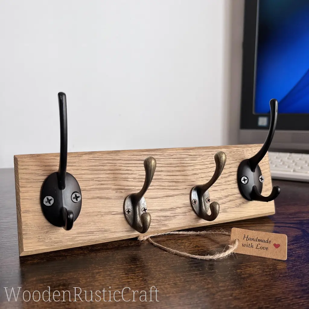 Slim English Oak Wall Key and Coat Hook 13.webp
