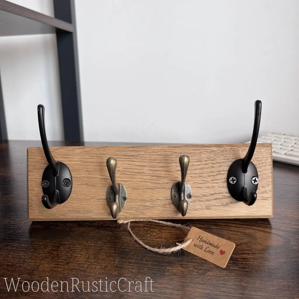 Slim English Oak Wall Key and Coat Hook 11.webp
