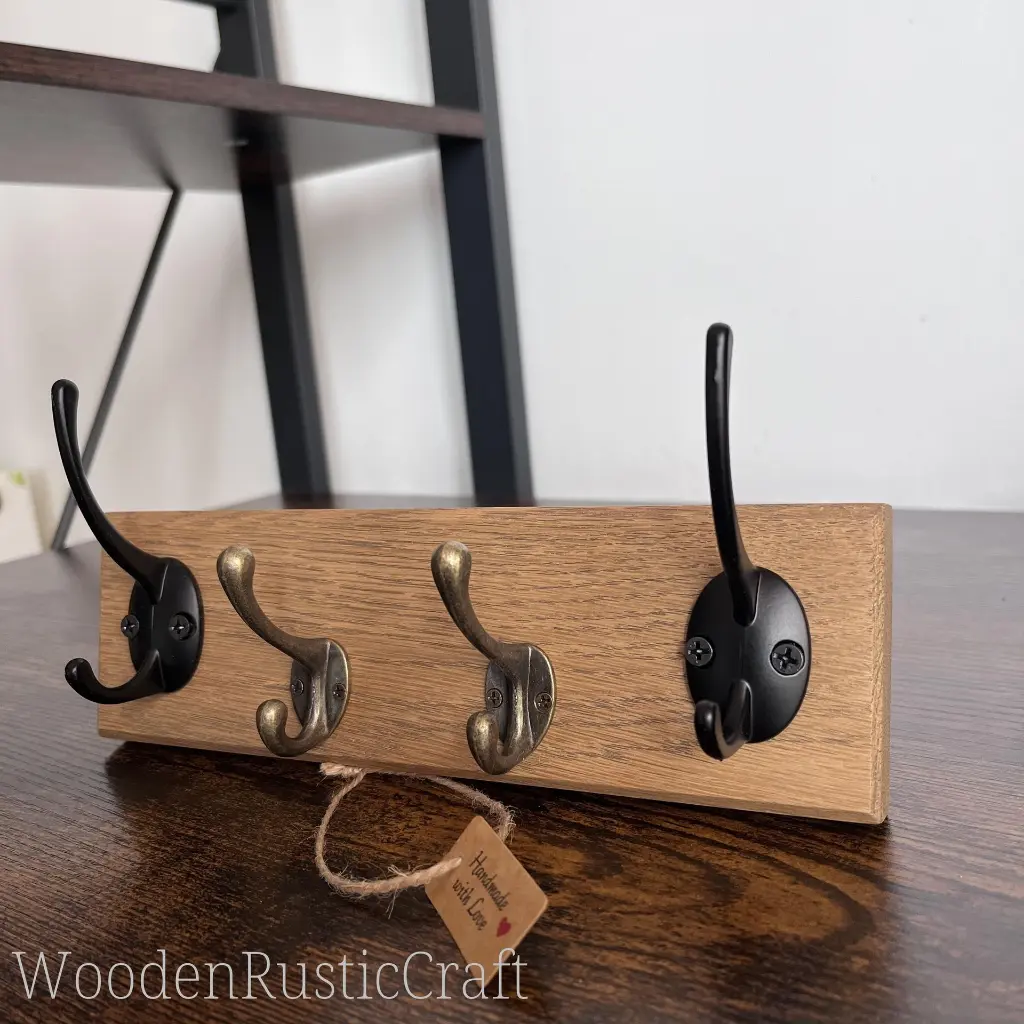 Slim English Oak Wall Key and Coat Hook 12.webp