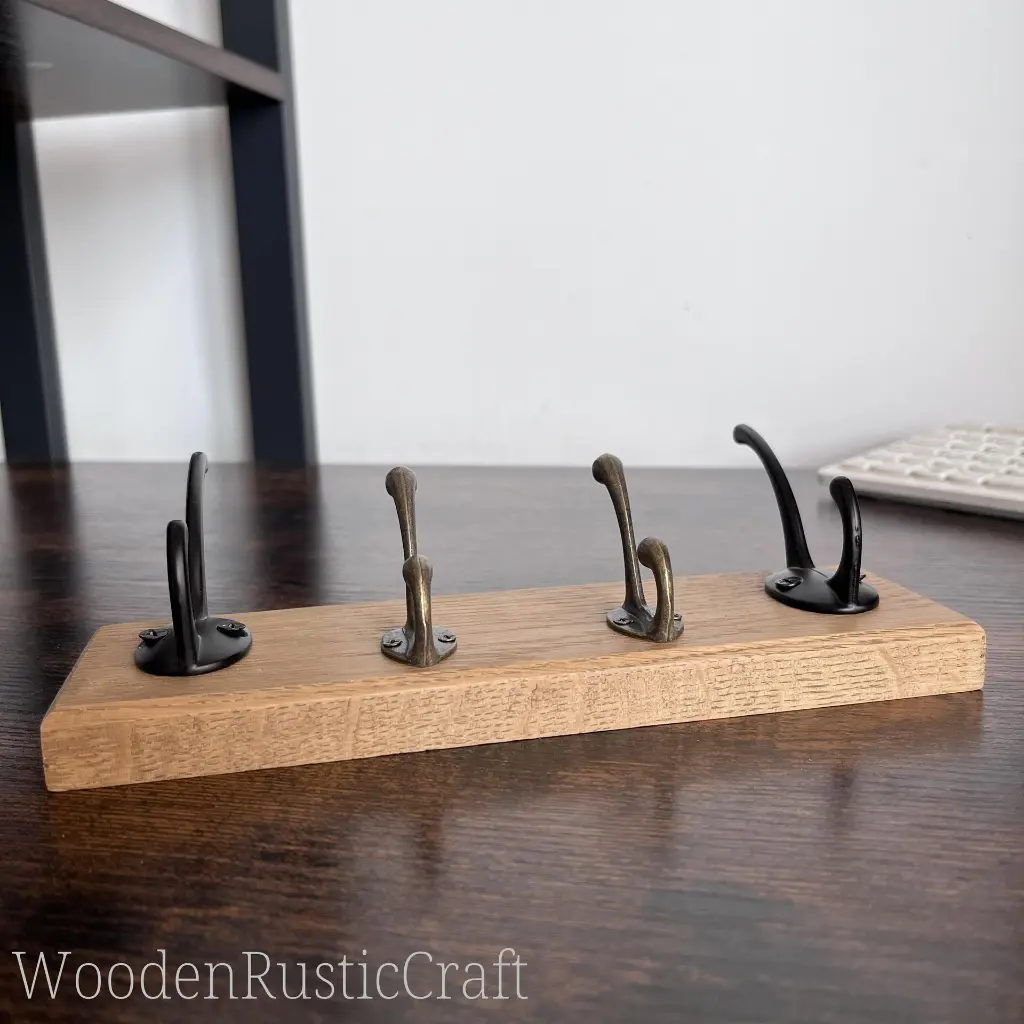 Slim English Oak Wall Key and Coat Hook 14.webp