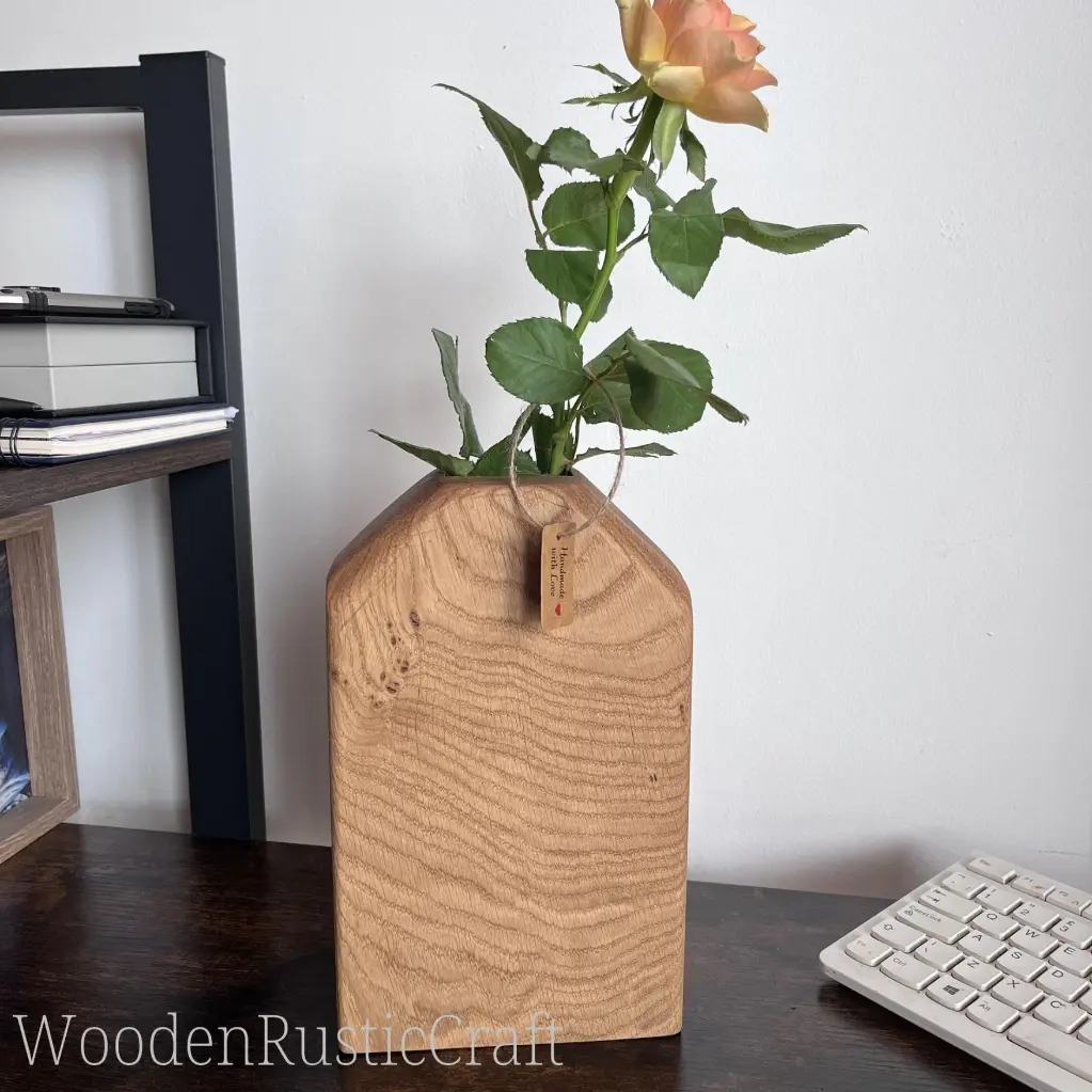 Hand Carved English Oak Bud Vase, 13.webp