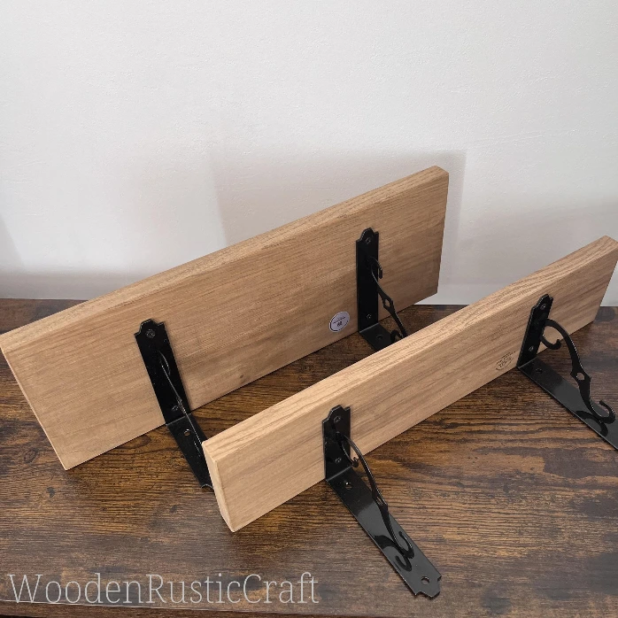 Set of 2 Handmade Oak Wall Shelves