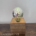 Small Oak Cube Lamp with Decorative Bulb