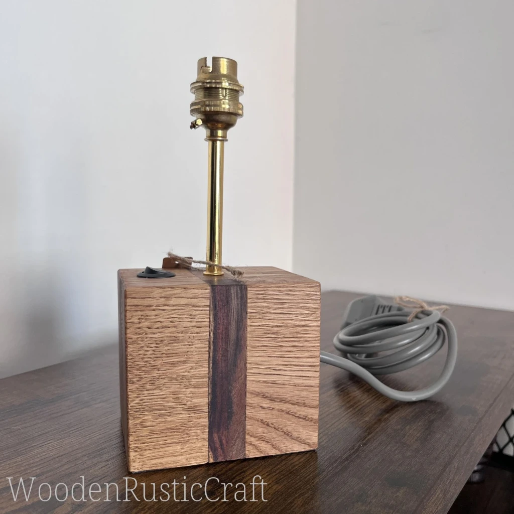 Classic Solid Oak Table Lamp Base — Standard Cable