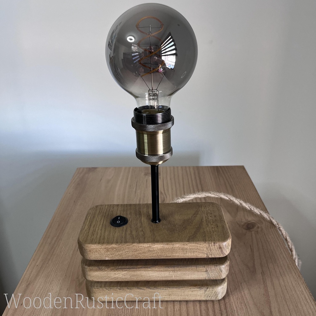 Handmade Oak & Maple Farmhouse Table Lamp