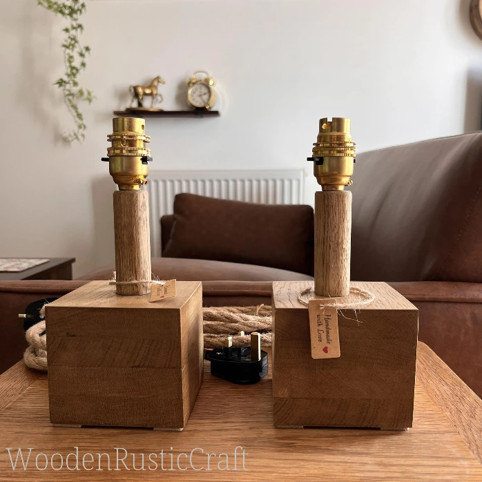 Pair of Handmade Rustic Lamp Bases