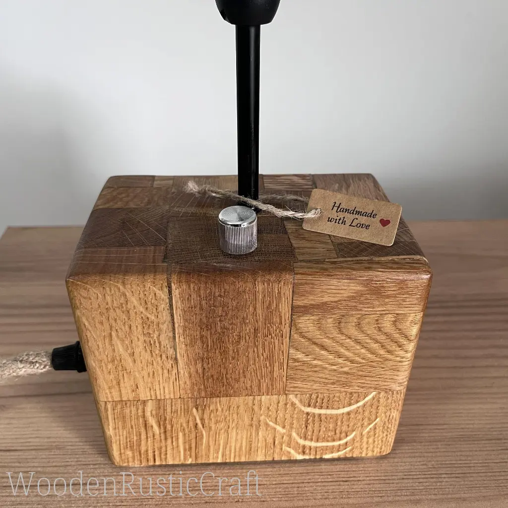 Reclaimed Oak Block Table Lamp | Handmade Geometric Design