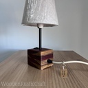 Handmade Padauk Wood Bedside Lamp with Linen Shade