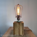 Large Solid Oak Table Lamp with Onyx Stone