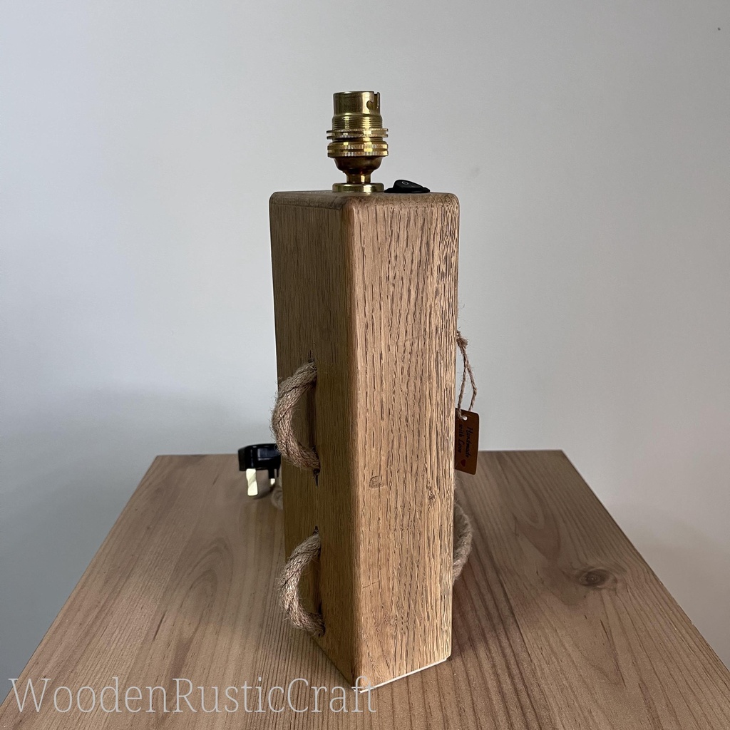Tall Solid Oak Table Lamp | Slim Pillar Design