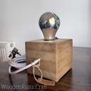 Handmade Oak Block Lamp with 3D LED Bulb | Night Light