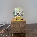 Small Oak Cube Lamp with Decorative Bulb