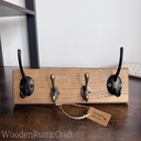 Handmade English Oak Wall Mounted Coat Rack | 4 Hooks