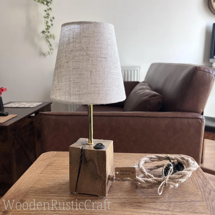 Spalted Turkish Oak Table Lamp with Linen Shade