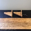 Reclaimed Rubberwood Shelf with Oak Handles