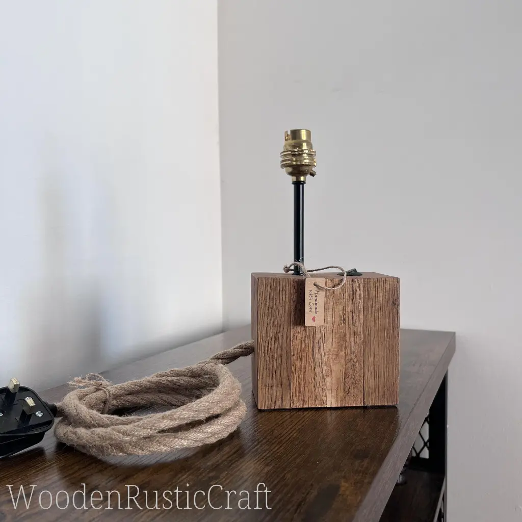 Character-Grain Solid Oak Lamp Base — Hand-Finished
