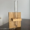 Handmade Oak Wall Vase with Glass Test Tube | Rustic Décor