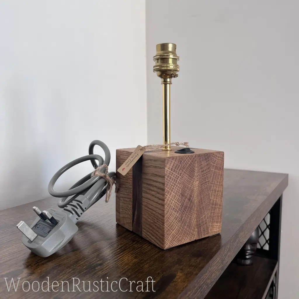 Classic Solid Oak Table Lamp Base — Standard Cable