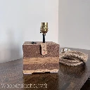 Country Style Solid Oak Lamp Base — Vintage Brass Fitting