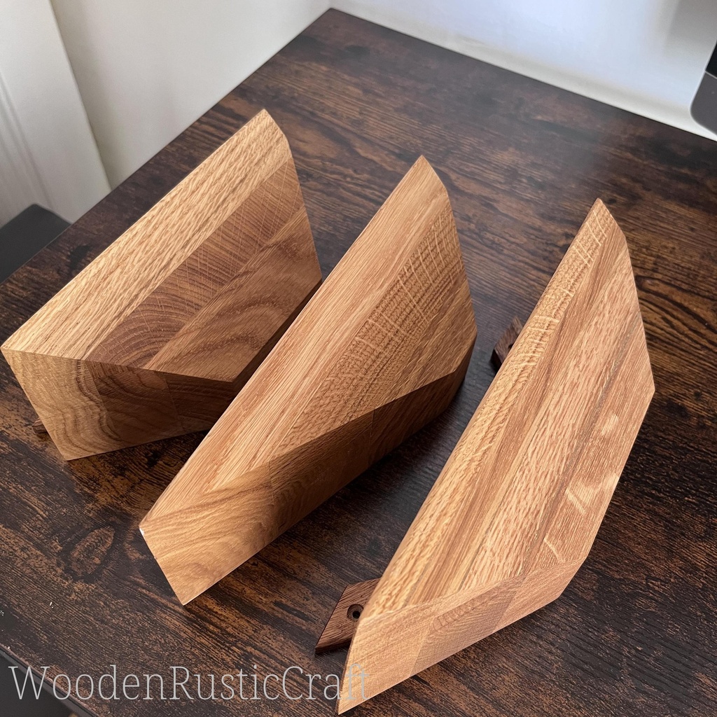 Set of 3 Solid Oak Wall Shelves | Rustic Boat Design