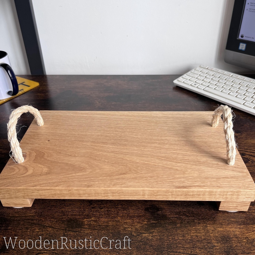 Handmade English Oak Serving Board with Rope Handles