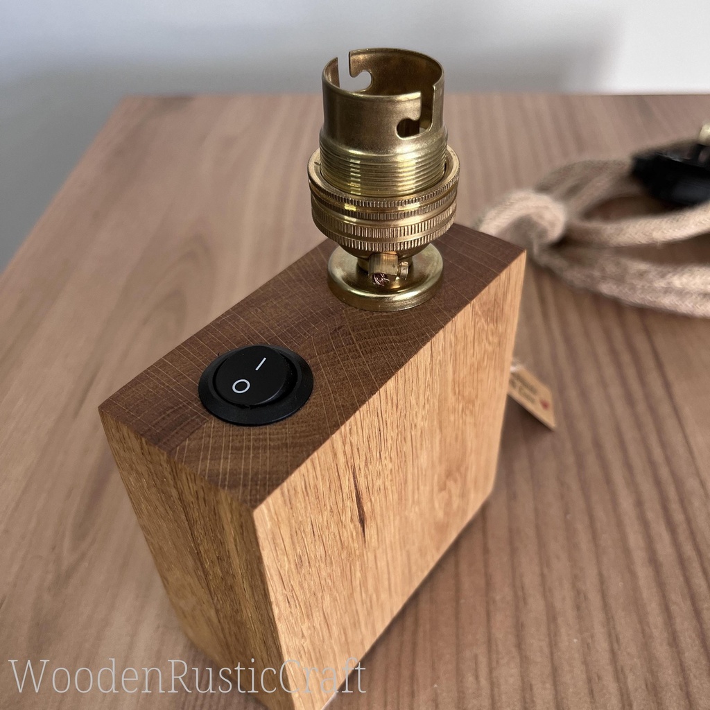 Slim Handmade English Oak Bedside Lamp | Space Saving