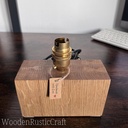 Rustic Solid Oak Table Lamp | Low Profile Block Design