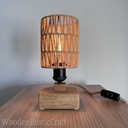 Solid Oak Table Lamp with Jute Rope Shade | Handmade