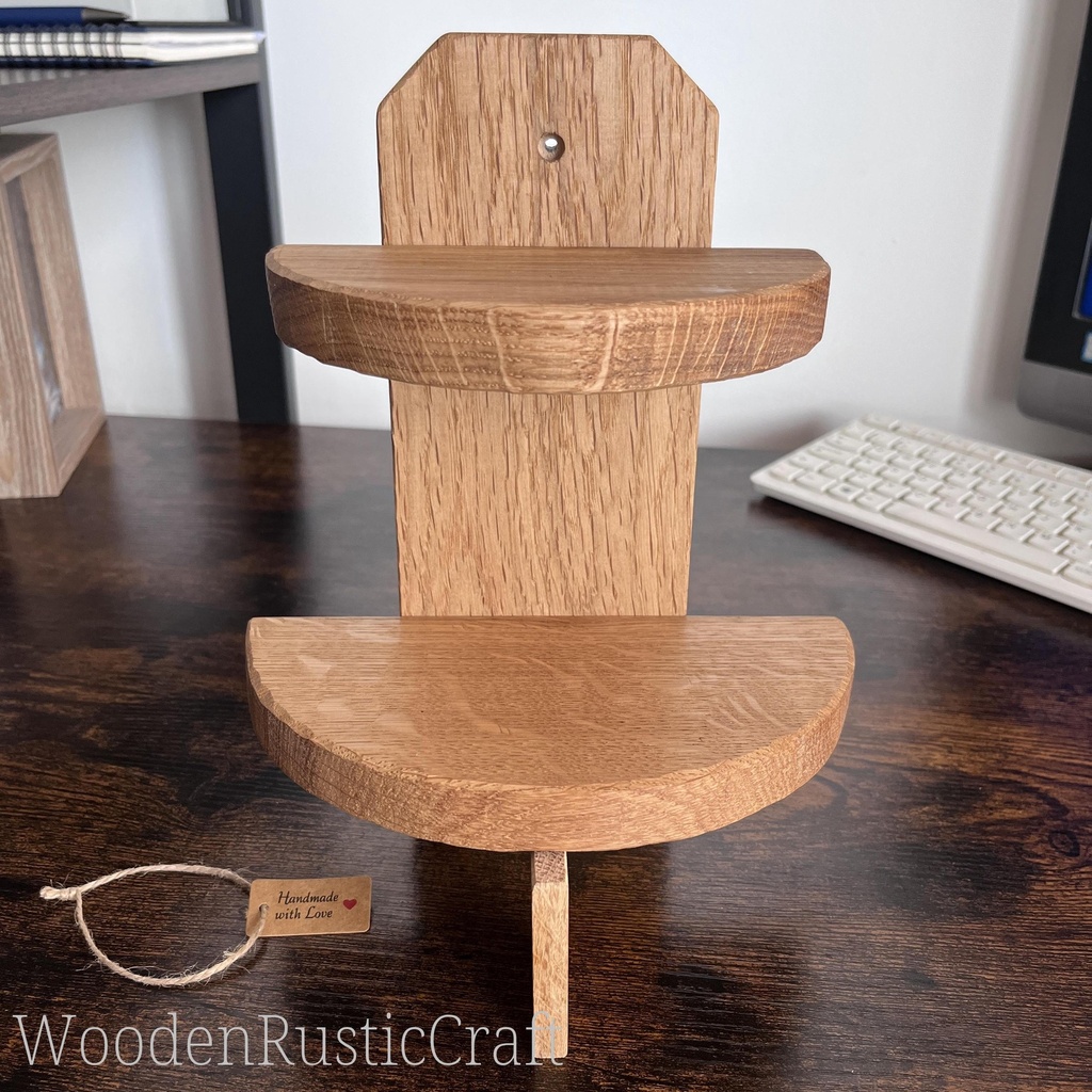 2 Tier Rustic Oak Farmhouse Shelf | Wooden Rustic Craft