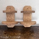Set of 2 Handmade Oak Two-Tier Wall Shelves