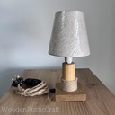 Solid Oak & Rubberwood Bedside Lamp | Linen Shade