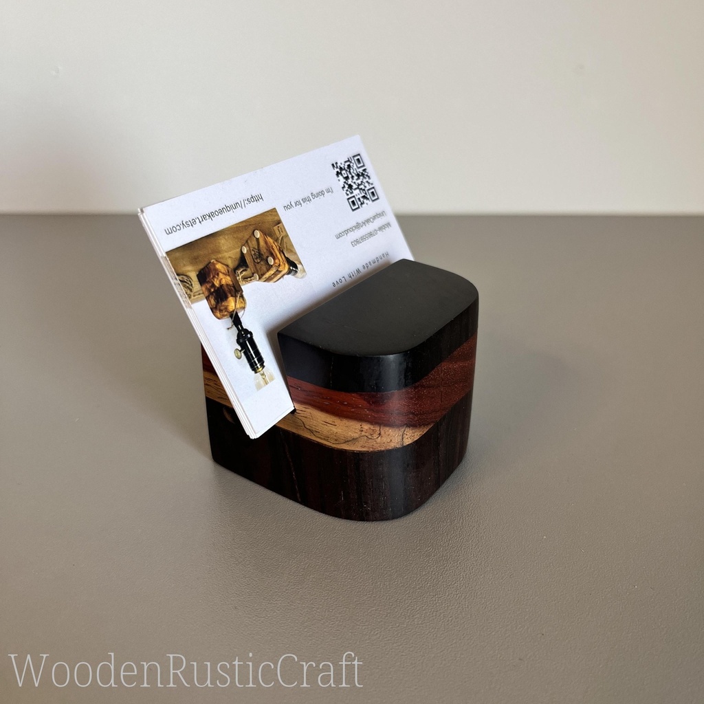 Ebony & Padauk Business Card Holder | Handmade in UK