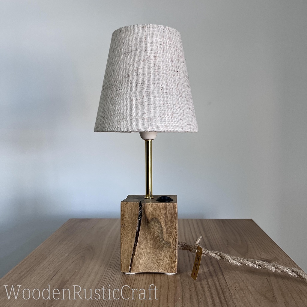 Spalted Turkish Oak Table Lamp with Linen Shade