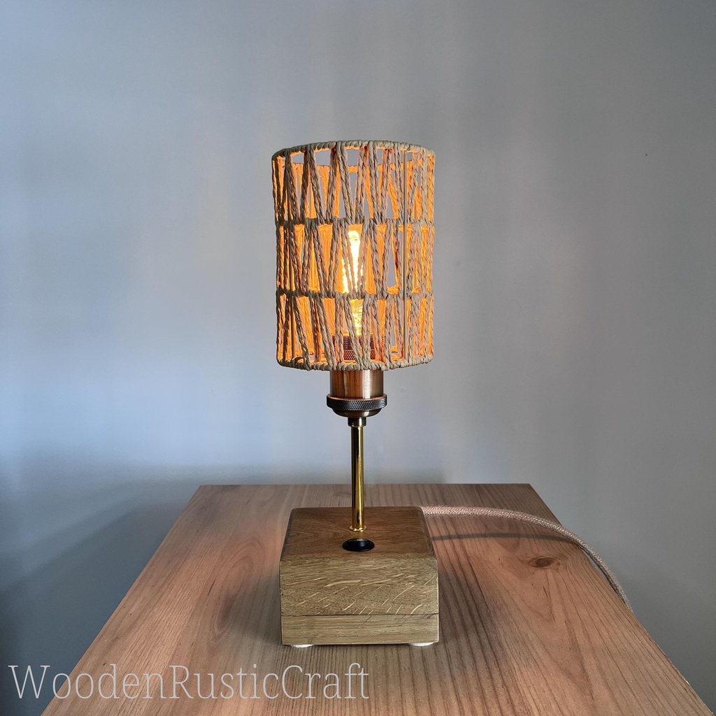 Handmade Solid Oak Bedside Lamp | Wooden Table Light