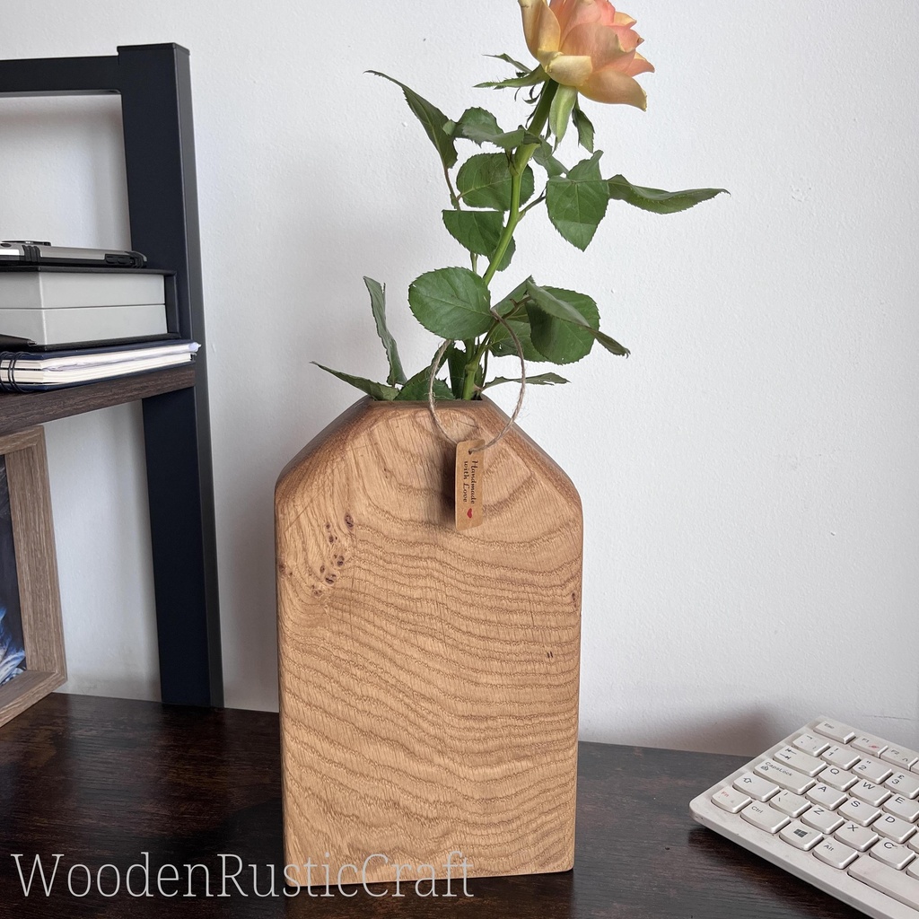 Rustic English Oak Bud Vase | Handmade Wooden Flower Vase