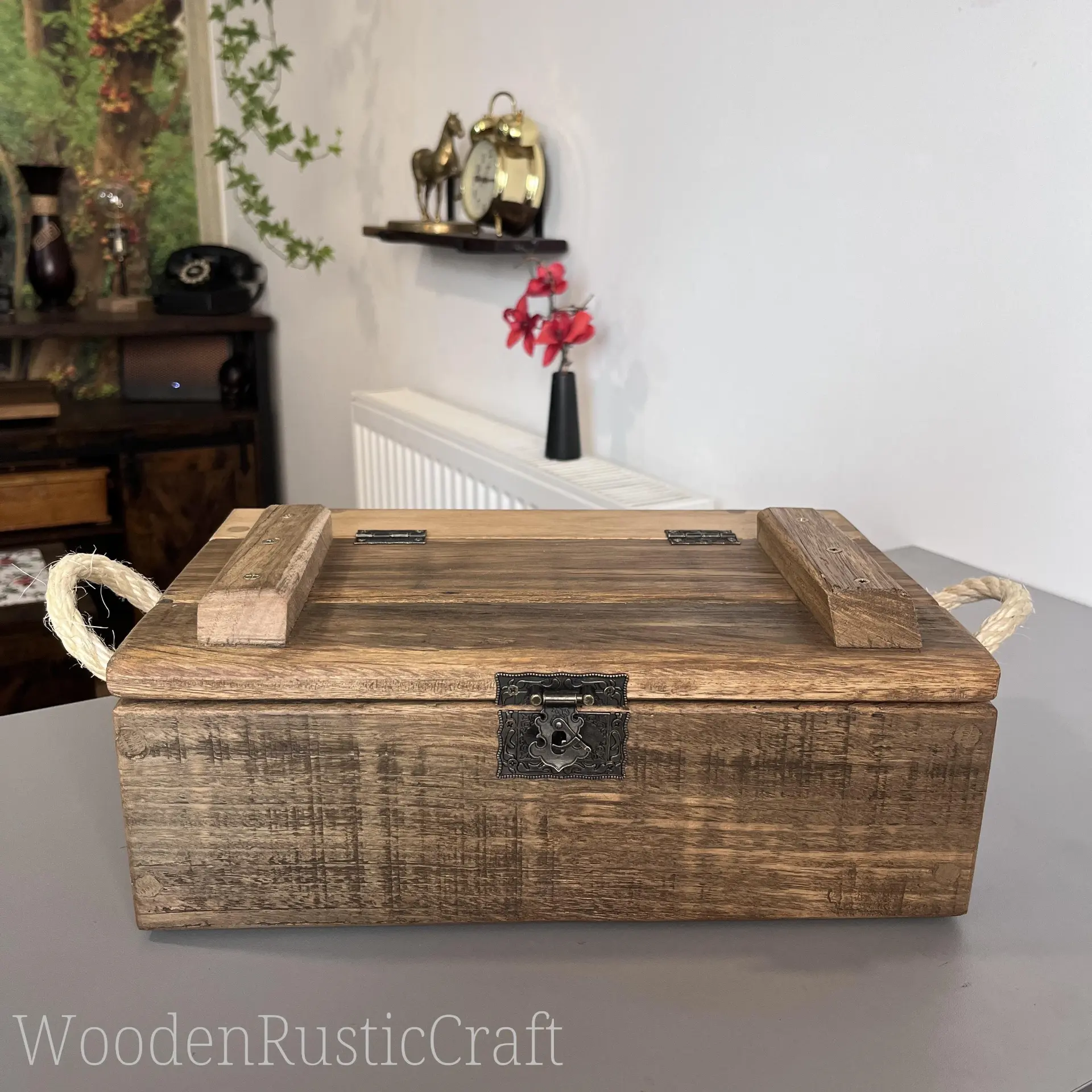 Rustic Red Oak Keepsake Chest