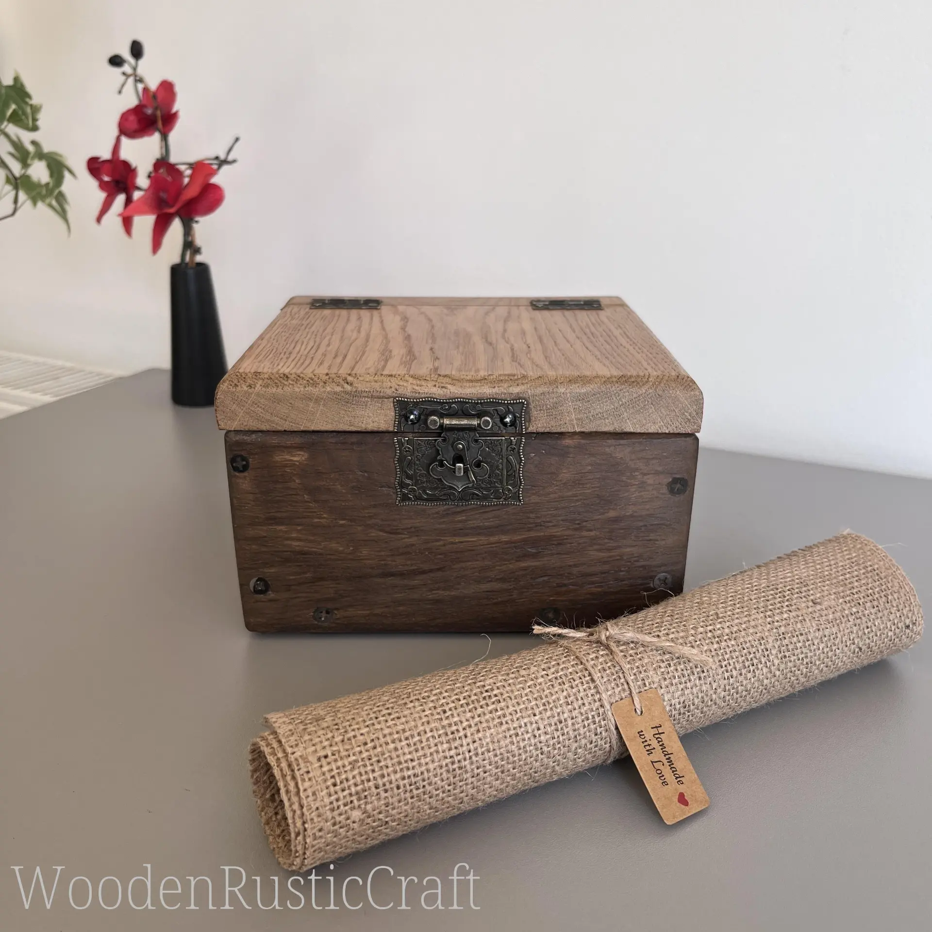 Rustic Red Oak Keepsake Chest