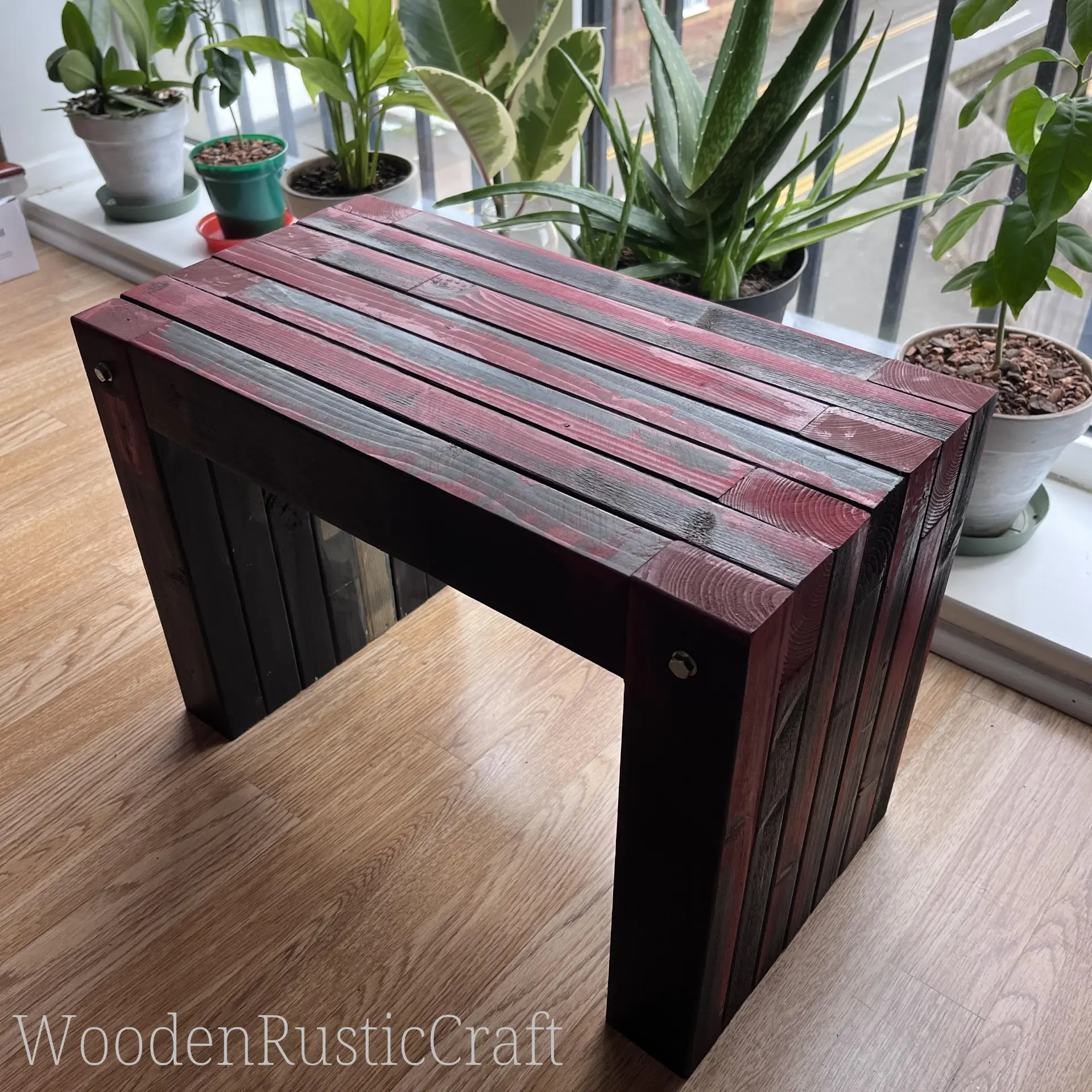 Handmade Reclaimed Pine Rustic Stool