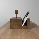 Handmade Oak Bedside Lamp with Organizer | Wooden Rustic Craft